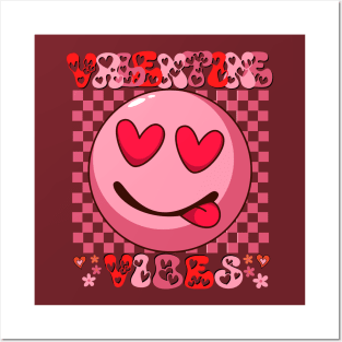 groovy valentine vibes valentines day shirts for girls womens and moms Posters and Art